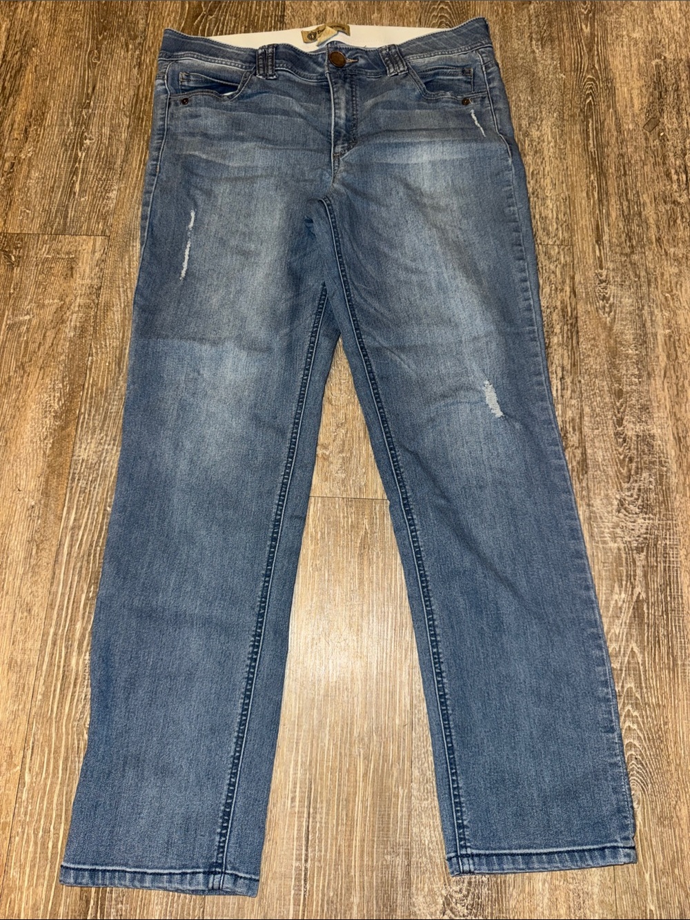 Classic stretchy elastic waist band Straight-Leg Women's Jeans - Light Blue